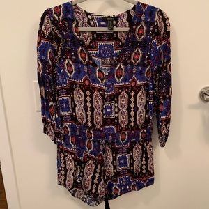 Forever 21 Aztec Print Romper with Tassel Tie